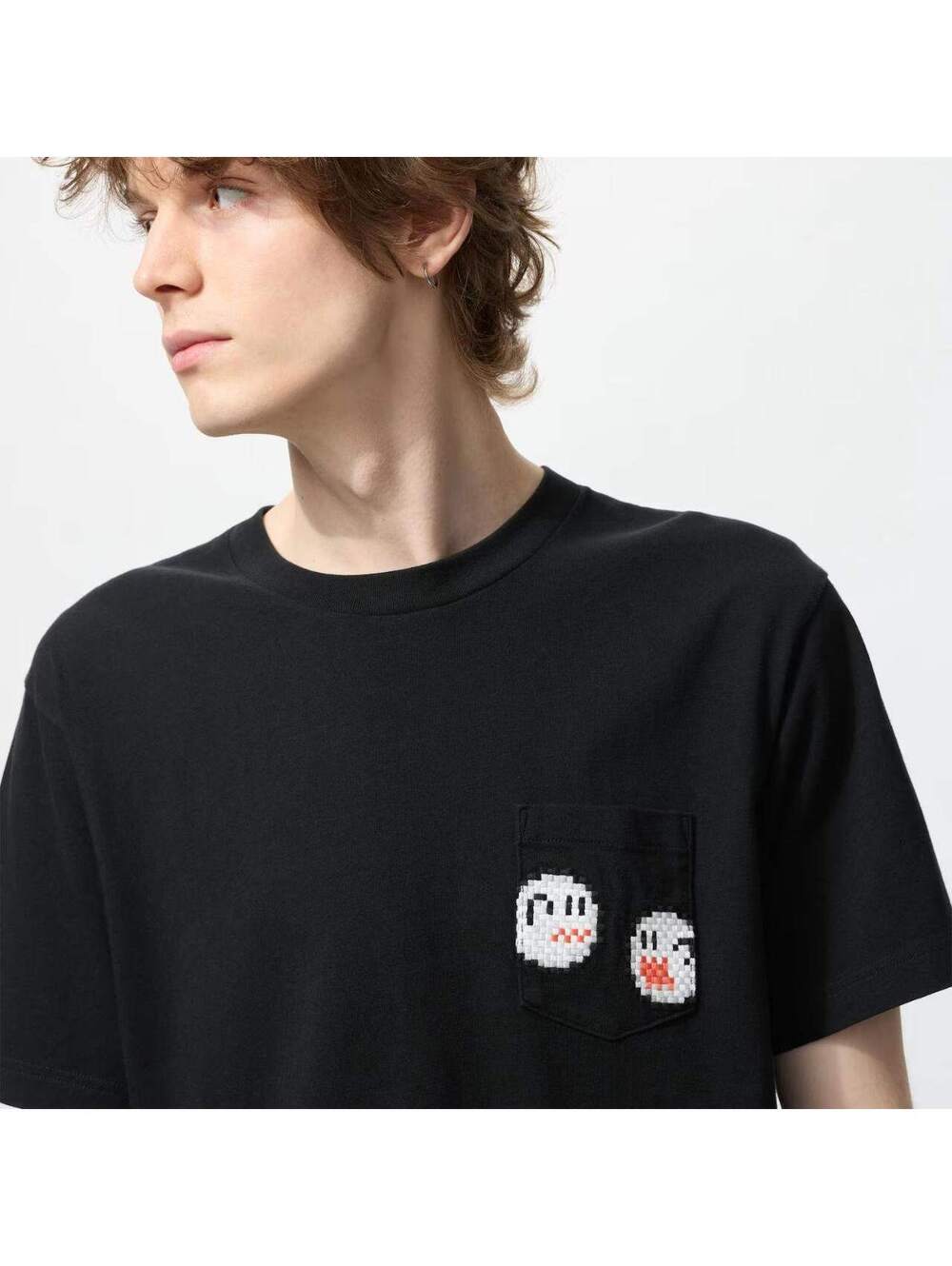 Uniqlo UT Archive Super Mario Boo Pixel Pocket Tee, Black, XS